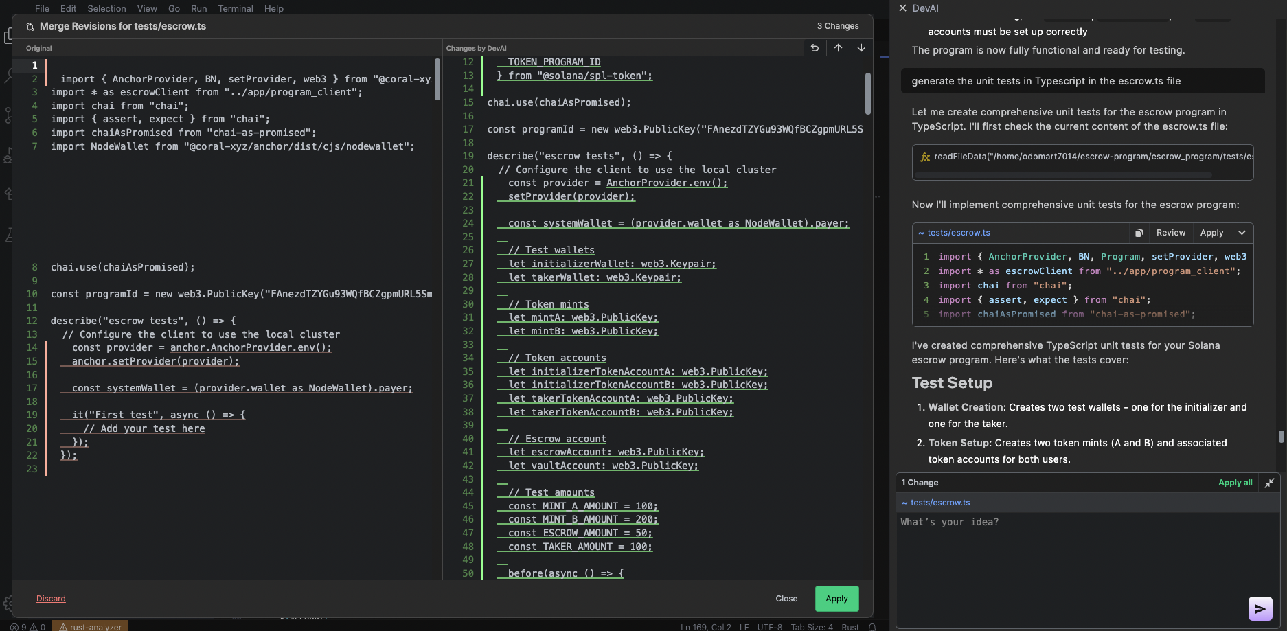 Escrow Unit tests