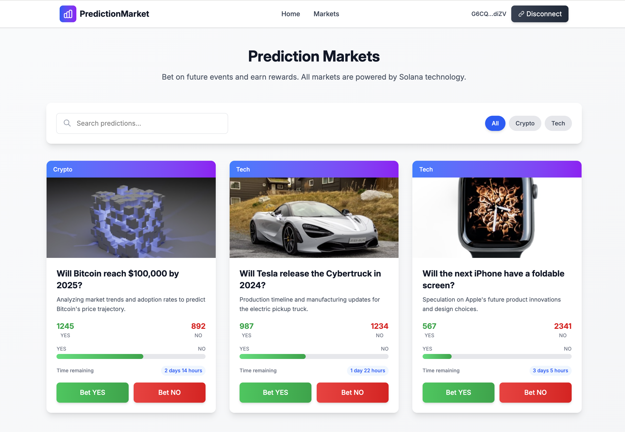 Frontend Prediction market