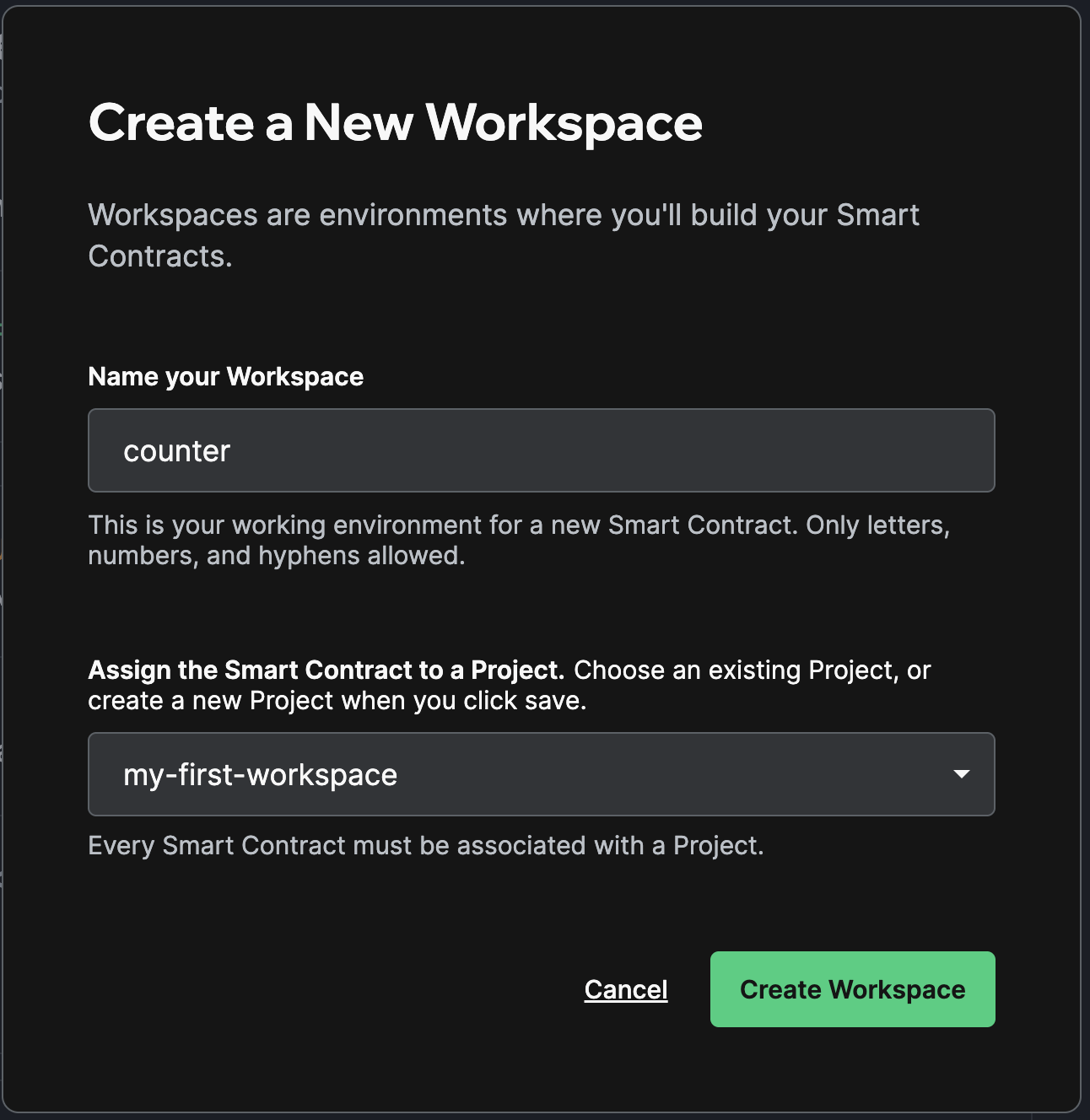 Workspace creation