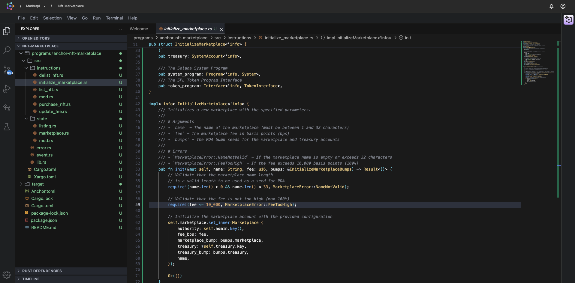 Template imported NFT Marketplace